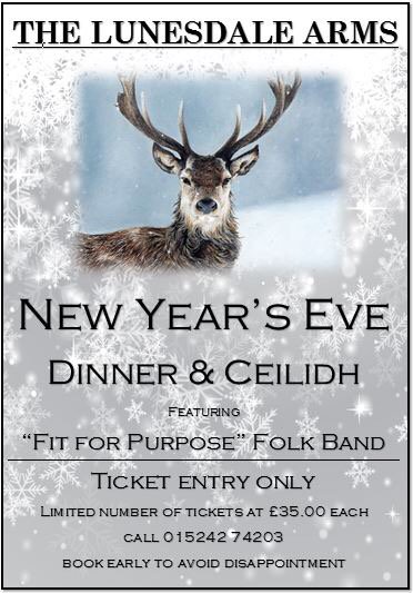 Tickets now available! Call 015242 74203 or buy at the bar.