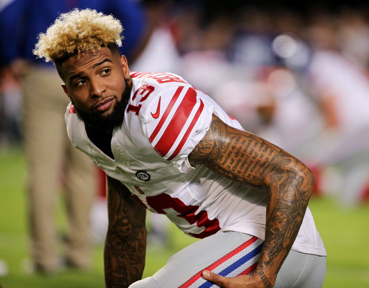 BleacherReport's tweet photo. For the first time in his career, Odell Beckham Jr. has ZERO catches at half (via @BR_Insights) https://t.co/E4UvIuNro6