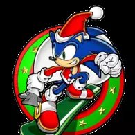 Christmas Sonic the Hedgehog on a snowboard. Pretty cool, eh? : )