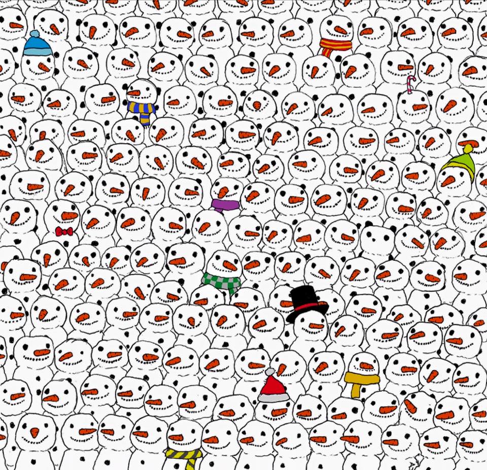 Een zorgverzekering vinden is net als het spotten van de panda tussen deze sneeuwmannen. fysiovergoedingen.nl