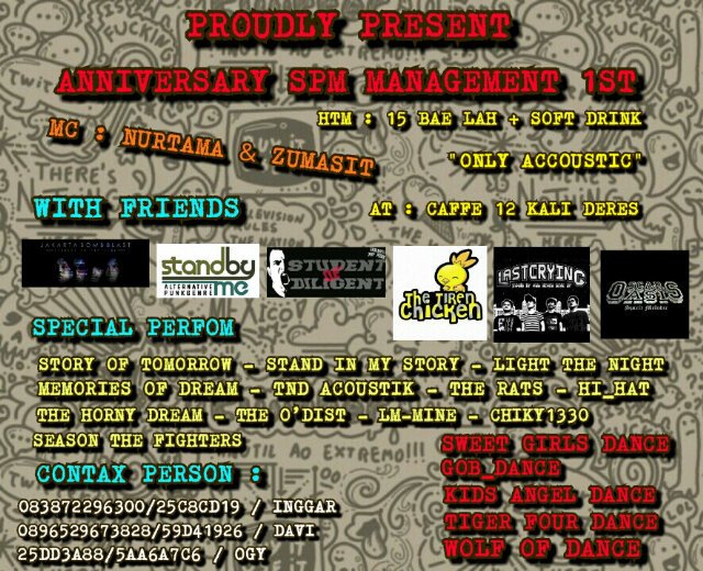 Inggar (@reynaldiinggar_) on Twitter photo Acara keren ni.. 27 des 2015 "anniv spm management 1st" caffe 12 . Bersama : <a href="/JABLAST/">Jakarta Bomb Blast™</a> <a href="/standbymeJKT/">Stand By Me (Official)</a> <a href="/SDiligent1/">STUDENT OF DILIGENT</a> (y) Acara keren ni.. 27 des 2015 "anniv spm management 1st" caffe 12 . Bersama : <a href="/JABLAST/">Jakarta Bomb Blast™</a> <a href="/standbymeJKT/">Stand By Me (Official)</a> <a href="/SDiligent1/">STUDENT OF DILIGENT</a> (y)