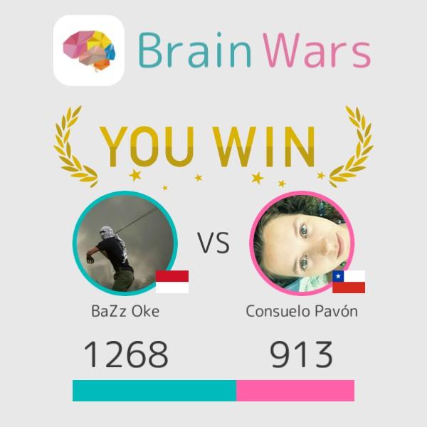 I challenged Consuelo Pavón and won:) Challenge players from around the world! #BrainWars
brainwarsapp.com