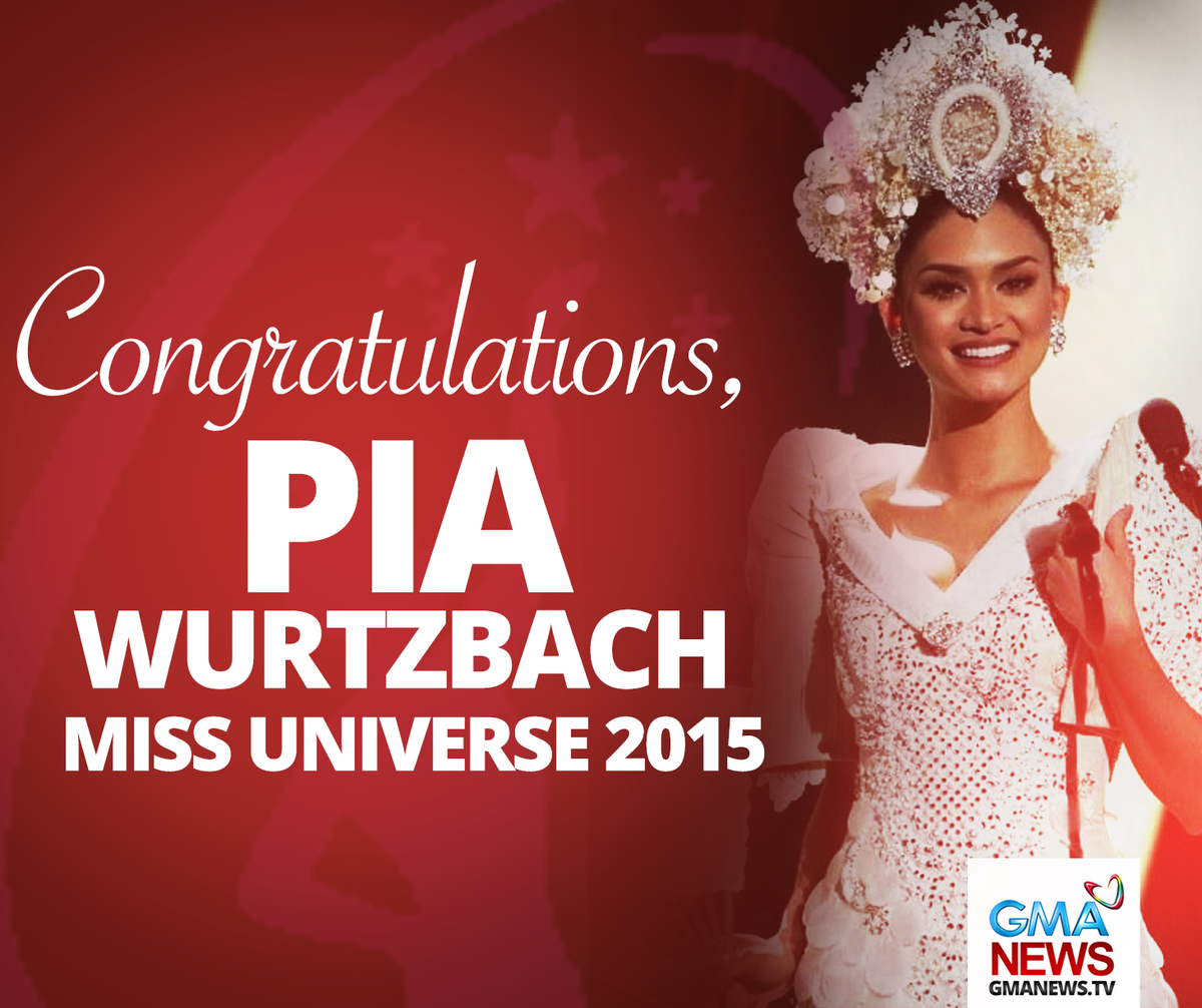 gmanews's tweet photo. .@PiaWurtzbach wins #MissUniverse2015! https://t.co/Pu1A6nuVt2 https://t.co/CxES1WZ80i