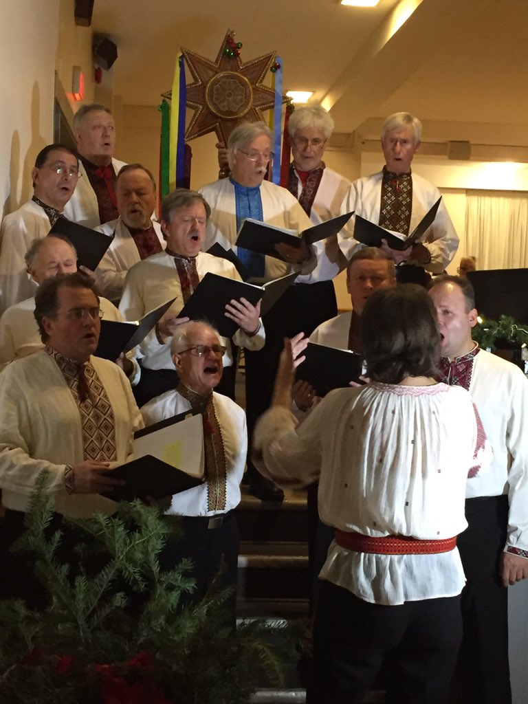 CapUkrFestival's tweet photo. Akord Ukrainian Men's Choir at the Pyrohy &amp; Koliady fundraiser. What a special night! 🎄🎄 #Ottawa #carrolling https://t.co/KjRSsduggC