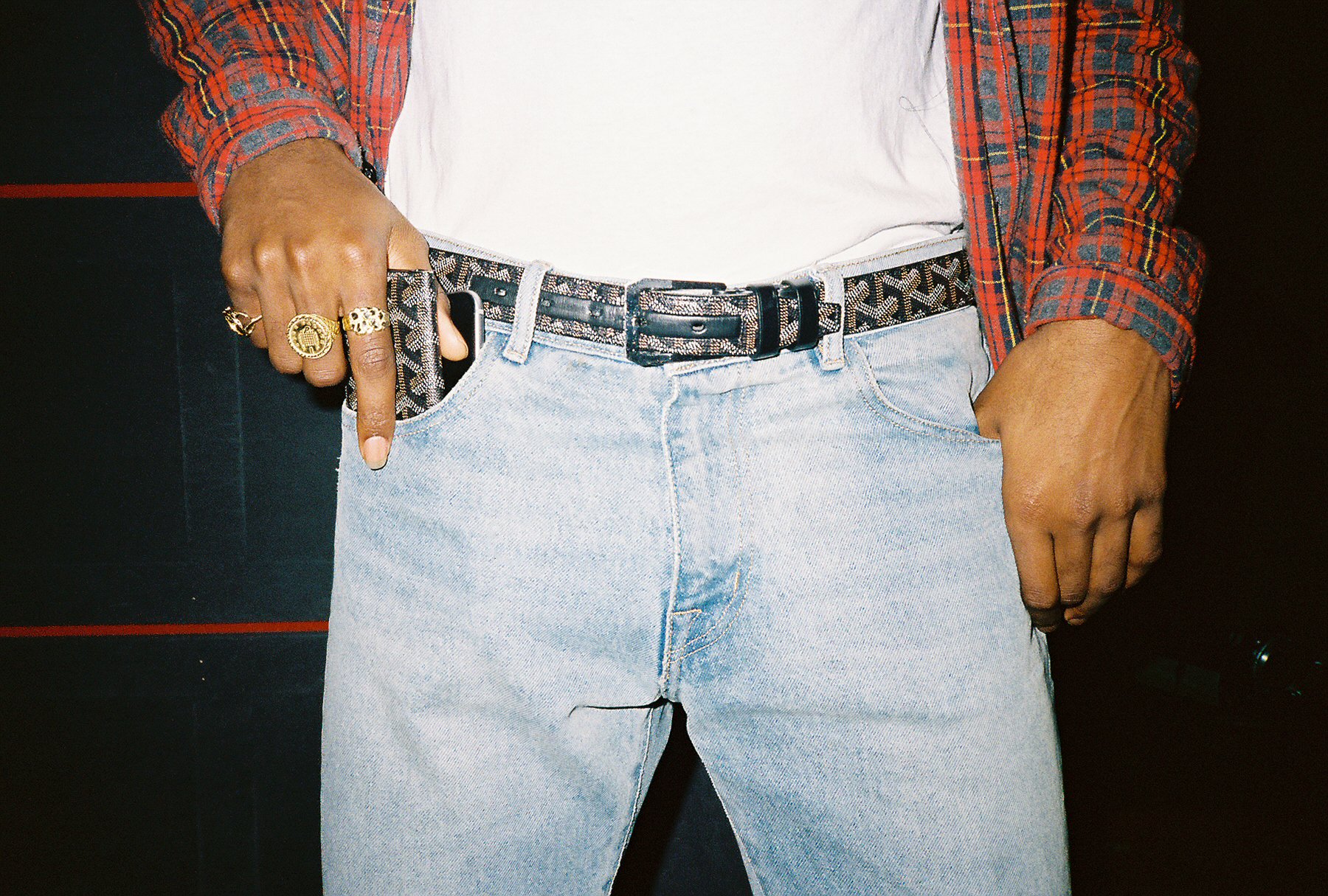 🤝 on X: u kno he in asap from white tee tucked into light wash denim  showing off goyard belt RT @GUNNERSELLWHITE: Carti.   / X