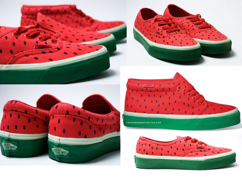 VansRtight's tweet photo. How to wear watermelon on your feet #Vanslife https://t.co/twpg6VkHjt