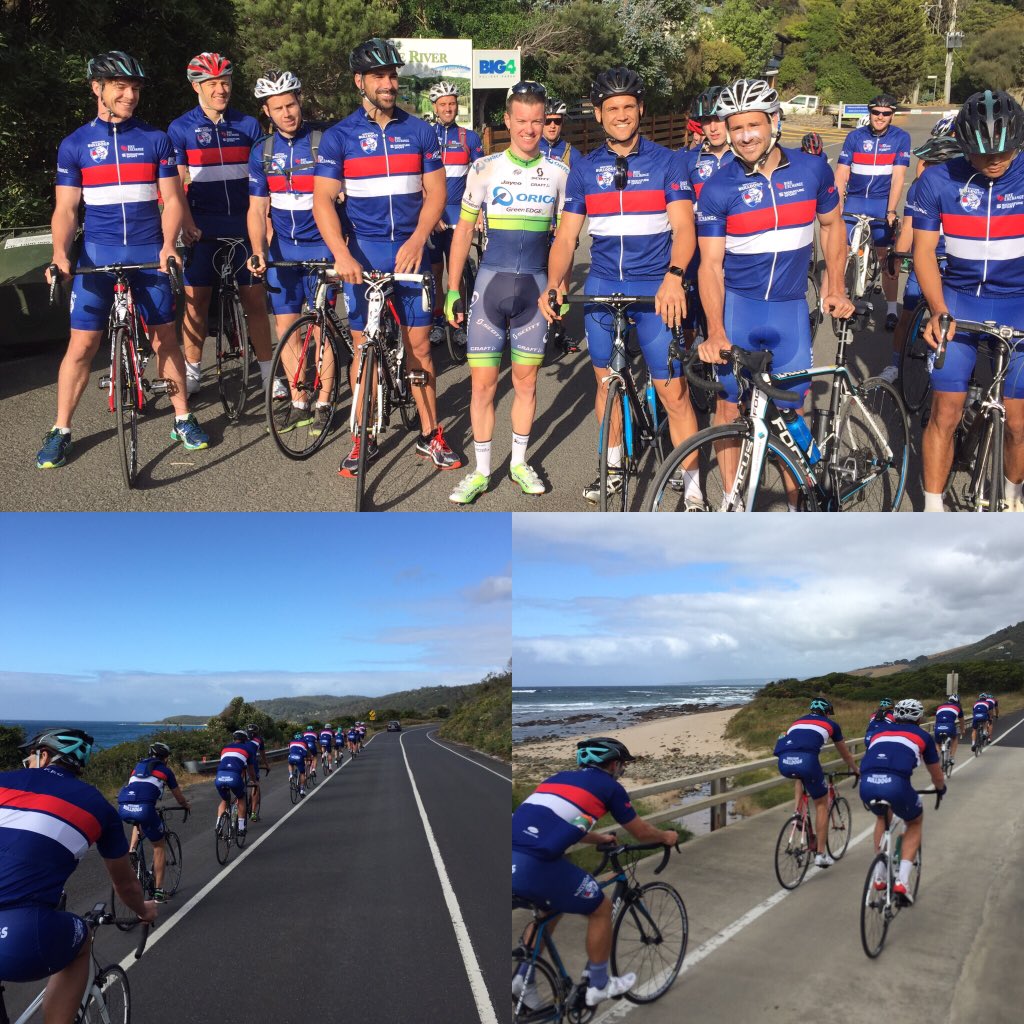 simoclarke's tweet photo. Had a great morning riding with the @westernbulldogs along the Great Ocean Road!! All the best next year boys!!! 👍 https://t.co/4CIq29VN0R