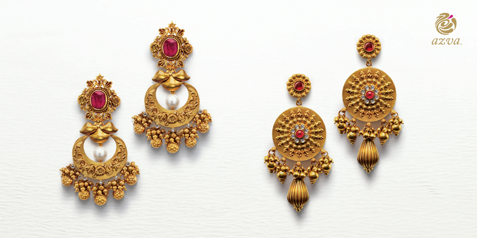 Buy 22K Gold Wedding Earrings Online | PC Chandra Jewellers