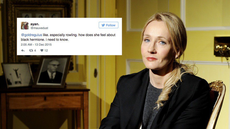 J.K. Rowling has the perfect response to tweets about Hermione casting choice on.mash.to/1RzTwEj