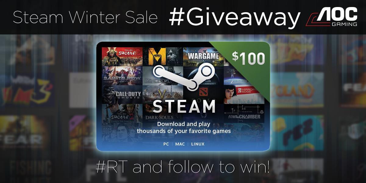 #RT and Follow to win a $100 Steam Wallet Code! #SteamWinterSale

<3 if your holidays could use a bit more cheer :)