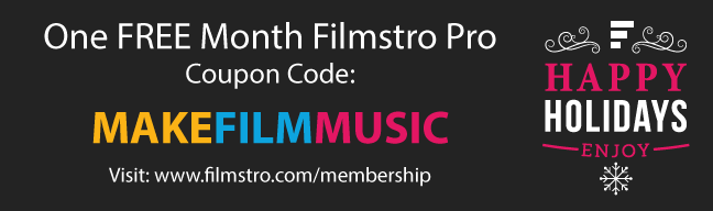 Filmstro's tweet photo. A little present from us at Filmstro. ONE FREE MONTH of Filmstro Pro. Coupon Code: MAKEFILMMUSIC Merry Christmas! https://t.co/Z6L7l6eWR4