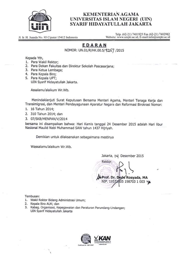 Sps Uin Jakarta On Twitter Surat Edaran Rektor Tentang