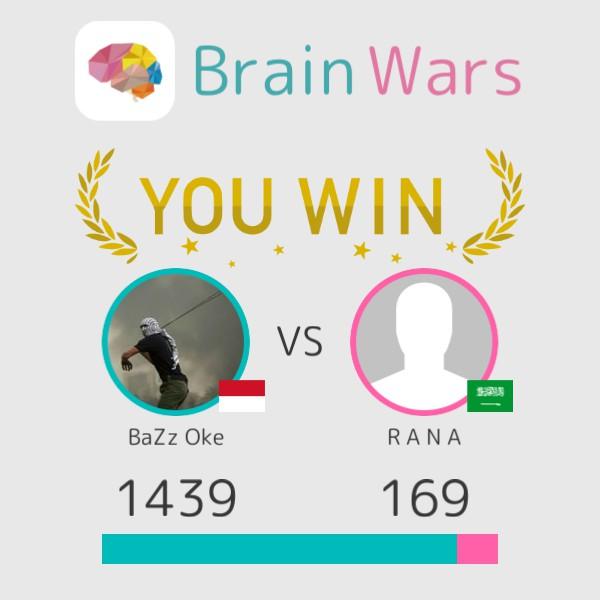I challenged R A N A and won:) Challenge players from around the world! #BrainWars
brainwarsapp.com
