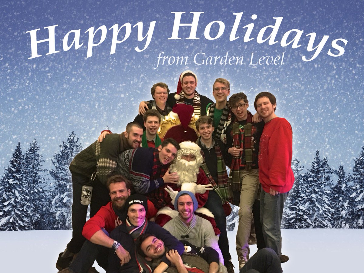 GL_Acappella's tweet photo. Happy holidays from the members of Garden Level! We wish you good tidings and cheer, and a happy new year! https://t.co/jcf80Kjtfv