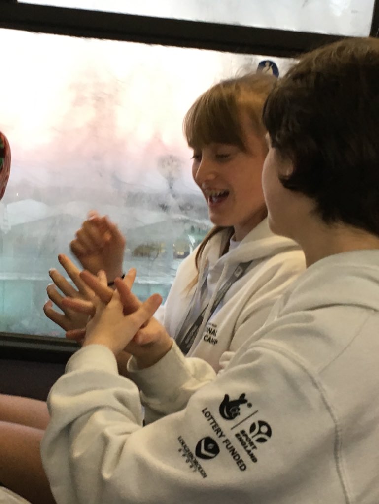 steph_stockwell's tweet image. Teaching each other some sign language on bus to breakfast #TalentCamp #alwayslearning @YouthSportTrust #inclusion