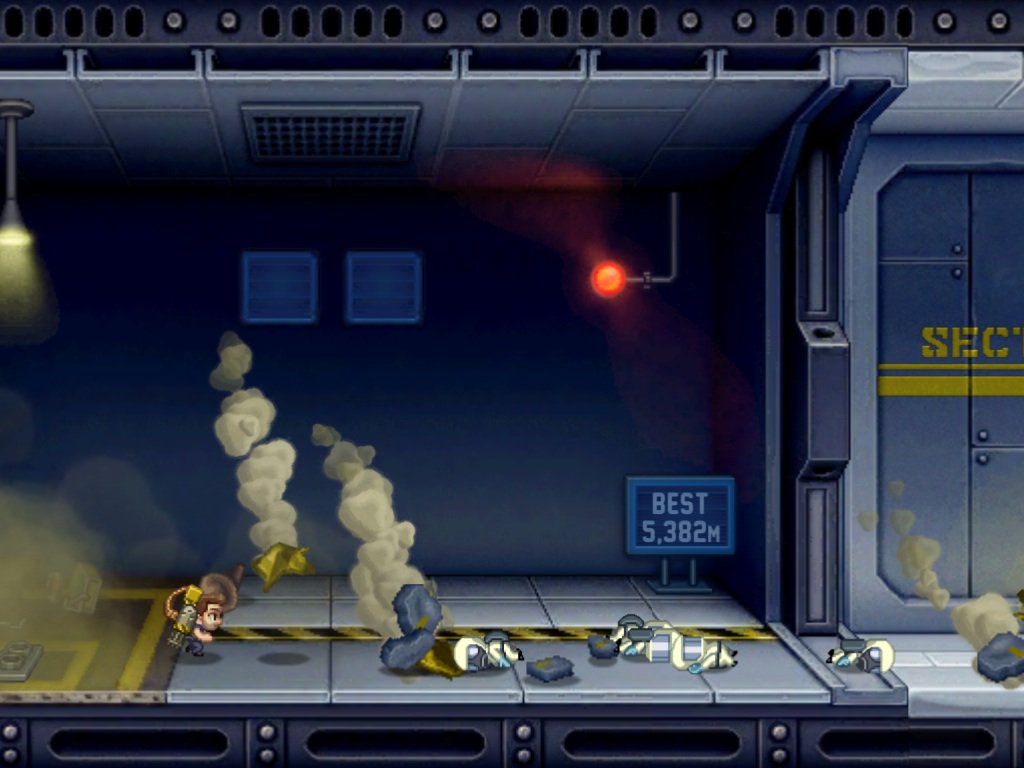 I just flew 147m in an action packed game of Jetpack Joyride on iPad. Bam! bit.ly/rKuWqK