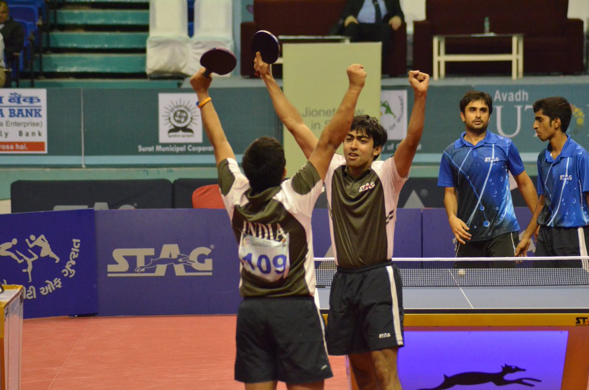 cttc_surat's tweet photo. Harmeet Desai and Soumyajit Ghosh wins Gold.!!! #commonwealthtt https://t.co/8hKQY3Kc2y