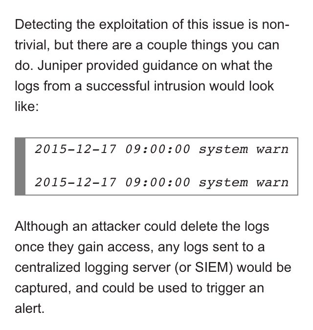 cyb3rops's tweet image. New paradigm: Assume compromise
Security Monitoring is more important than ever 
#Juniper #Netscreen #ScreenOS