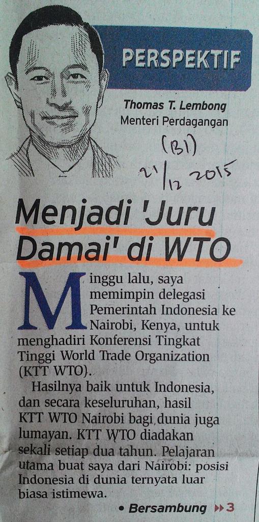 SyukuranRakyat's tweet photo. Pertama kali ada mentri pidato di perundingan penting WTO tanpa konsultasi team tekhnis. Tlg pak @jokowi ini bahaya https://t.co/v0VK1rhul8