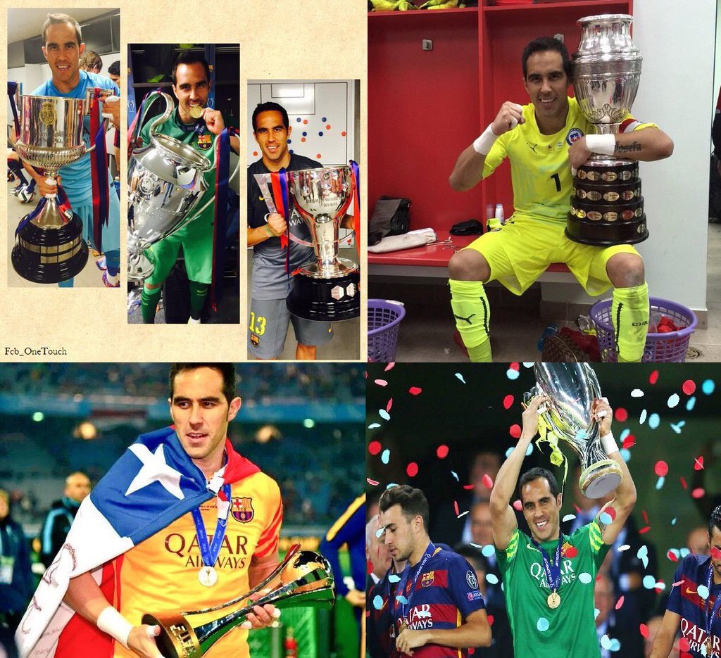 #FCBPict satu satunya kiper yang berhasil meraih 6 piala dalam 1 musim di tahun 2015 <a href="/C1audioBravo/">Claudio Bravo Muñoz</a>