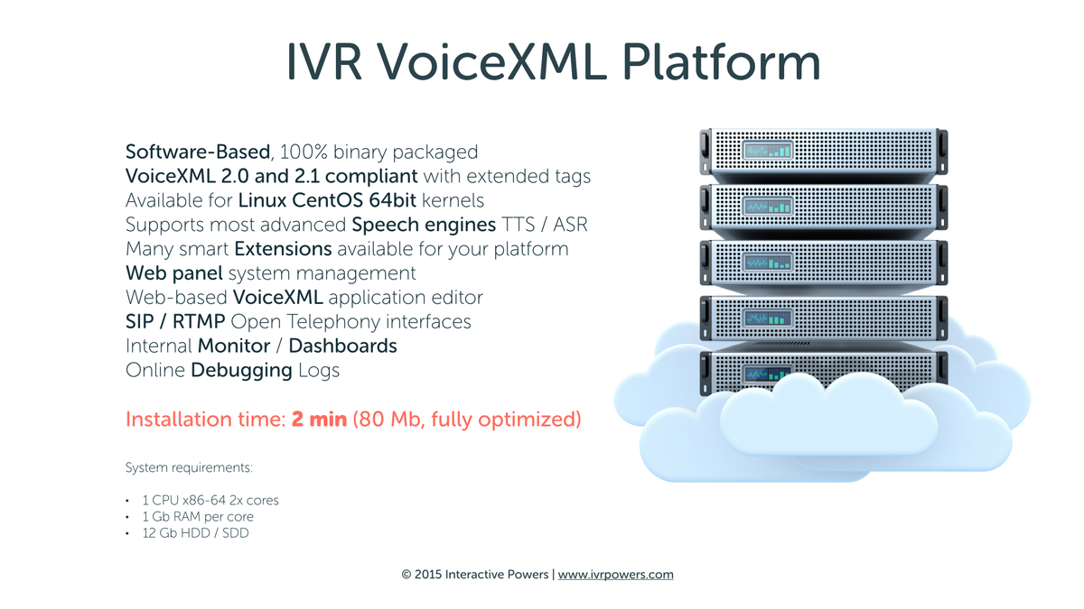 ivrpowers's tweet photo. Your #IVR #VoiceXML Platform in few words... https://t.co/KoE92VqE4T #cloud #voip #vxml #paas #Tech https://t.co/voc08jSeus