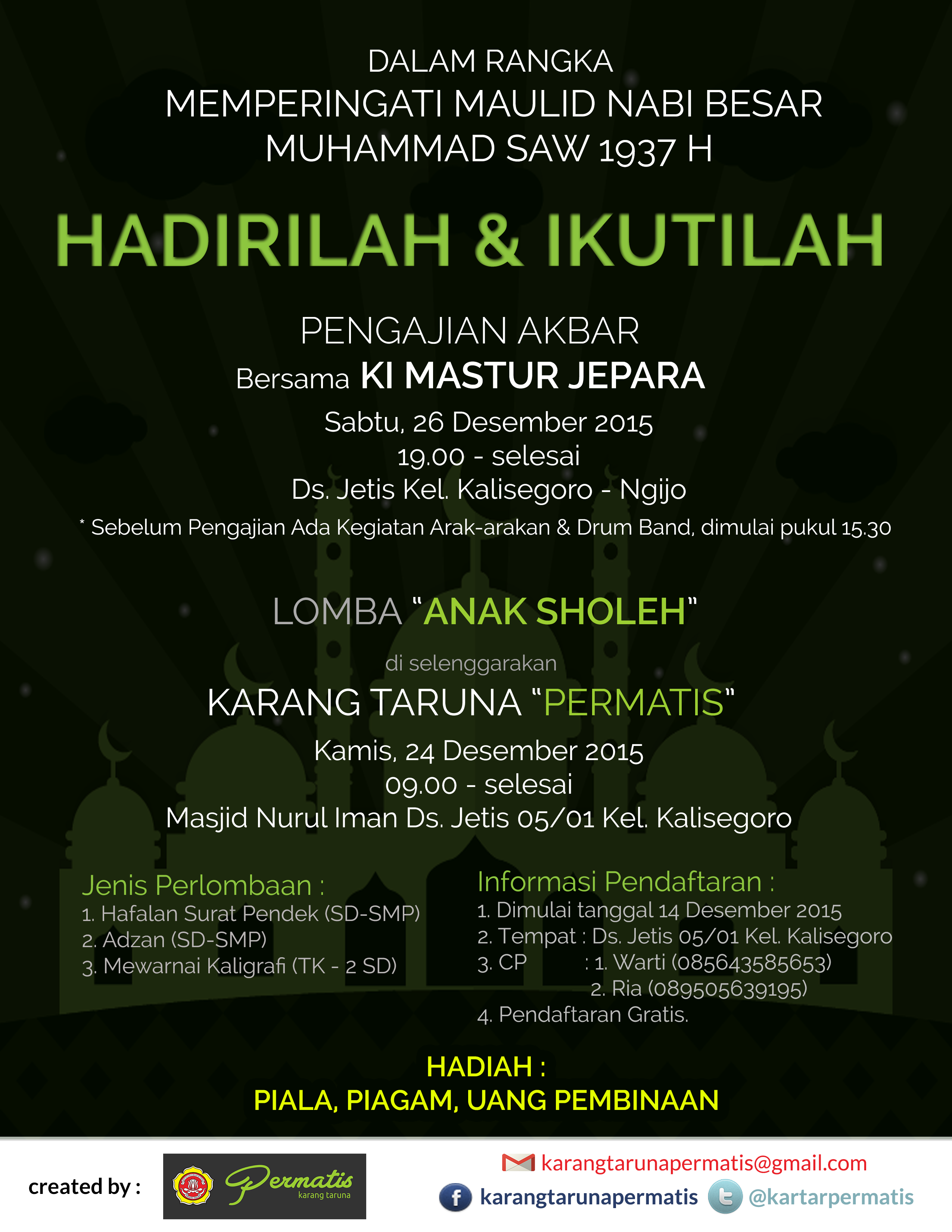 KarangTarunaPermatis on Twitter: "Pamflet Dalam Rangka Memperingati Maulid  Nabi Besar Muhammad SAW 1437 H. https://t.co/XtNPHFnv74" / Twitter