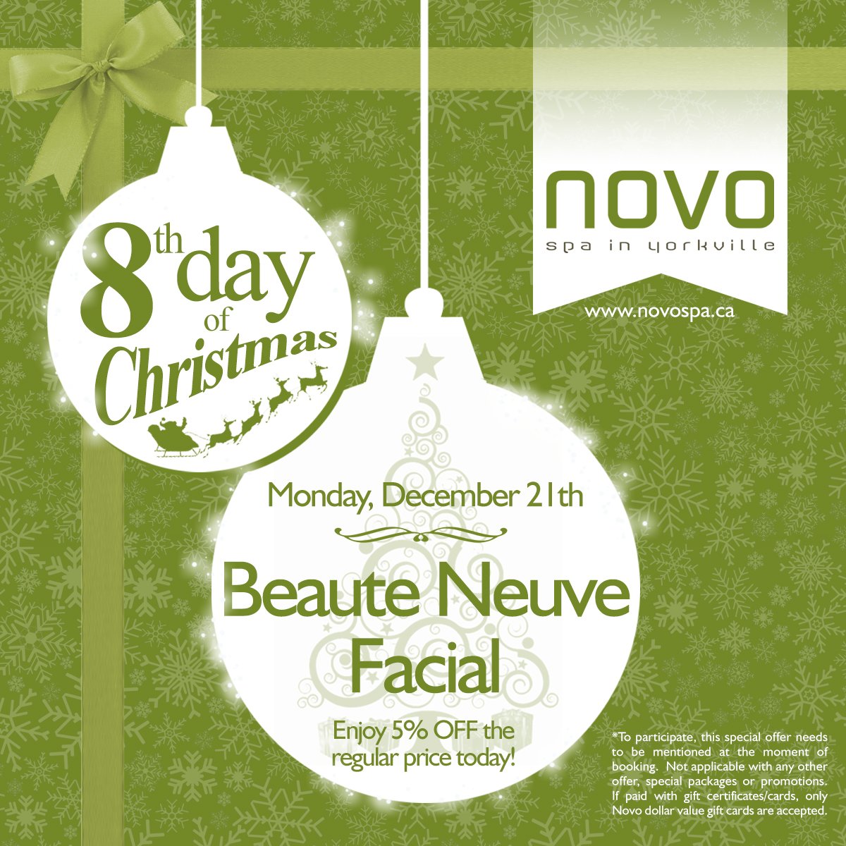 8th day of #Christmas!
novospa.ca

#Holidays #December #relax #vacation #gift #facial #winter #spa
