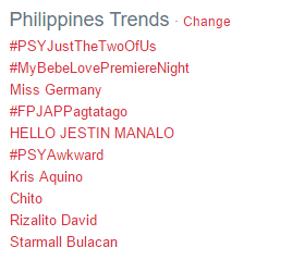 missacile's tweet photo. Hala bat trending ung #PSYAwkward? #PSYJustTheTwoOfUs https://t.co/jIttRz7kMW