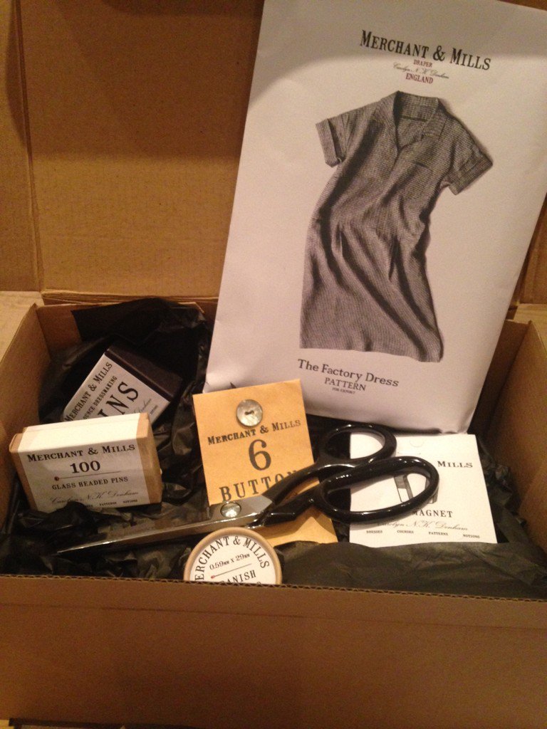 50beechroad's tweet photo. Dress maker and sewers box of Christmas gifts from the very fine Merchant &amp; Mills https://t.co/Q9R0VaQ4Jn