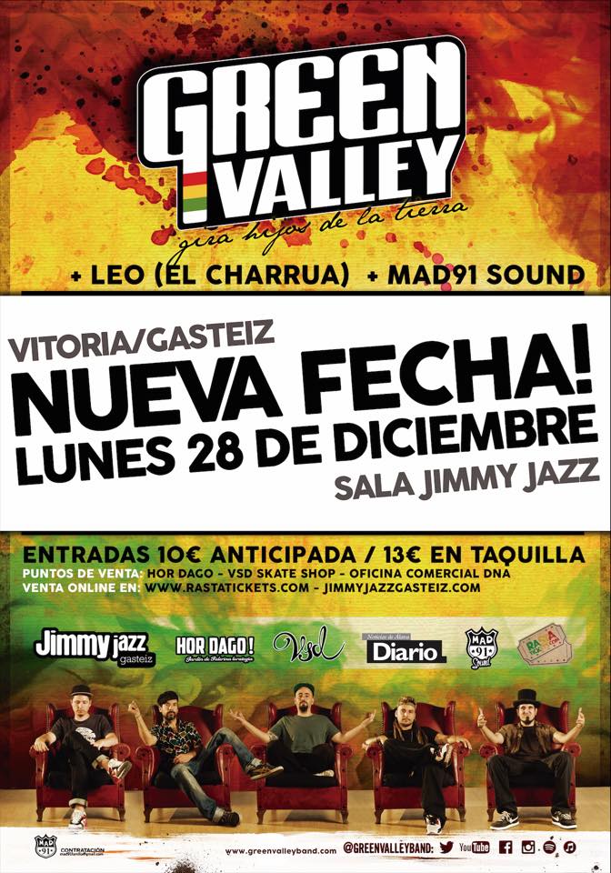 MAD91 FAMILIA (@mad91familia) on Twitter photo En 7 días se lía en #VitoriaGasteiz con <a href="/greenvalleyband/">GREEN VALLEY</a> @Leo_Charrua #MAD91Sound!No te quedes sin entrada otra vez! En 7 días se lía en #VitoriaGasteiz con <a href="/greenvalleyband/">GREEN VALLEY</a> @Leo_Charrua #MAD91Sound!No te quedes sin entrada otra vez!