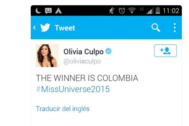lafm's tweet photo. ¿Si Ariadna Gutiérrez no ganó, por qué este trino de una jurado? https://t.co/qi476iTuHA #MissUniverse2015 https://t.co/vYPLsXPY2T