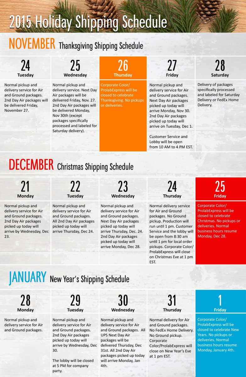 CorpColor's tweet photo. Holiday Shipping Schedule https://t.co/jzm5yJksIc