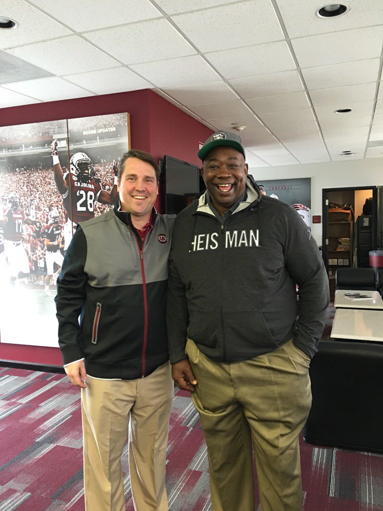 CoachWMuschamp's tweet photo. Great meeting Big George#Heisman https://t.co/aALBCd6iBZ
