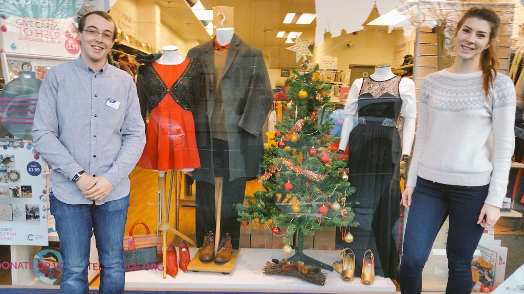CRUKGosforth's tweet photo. Today we welcomed Alex to the shop as a window dresser, part of the #1MillionHours campain with @BBCR1 &amp; Charities. https://t.co/EzatrBLPfF