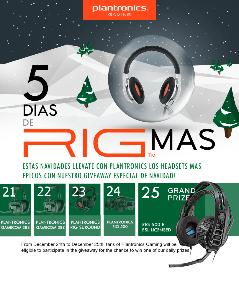PLTgaming_ES's tweet photo. ¡Feliz RIGMas! 
Estas navidades sorteamos unos cascos cada día! Da follow y RT a este tweet para participar! https://t.co/1LV8PCM60m