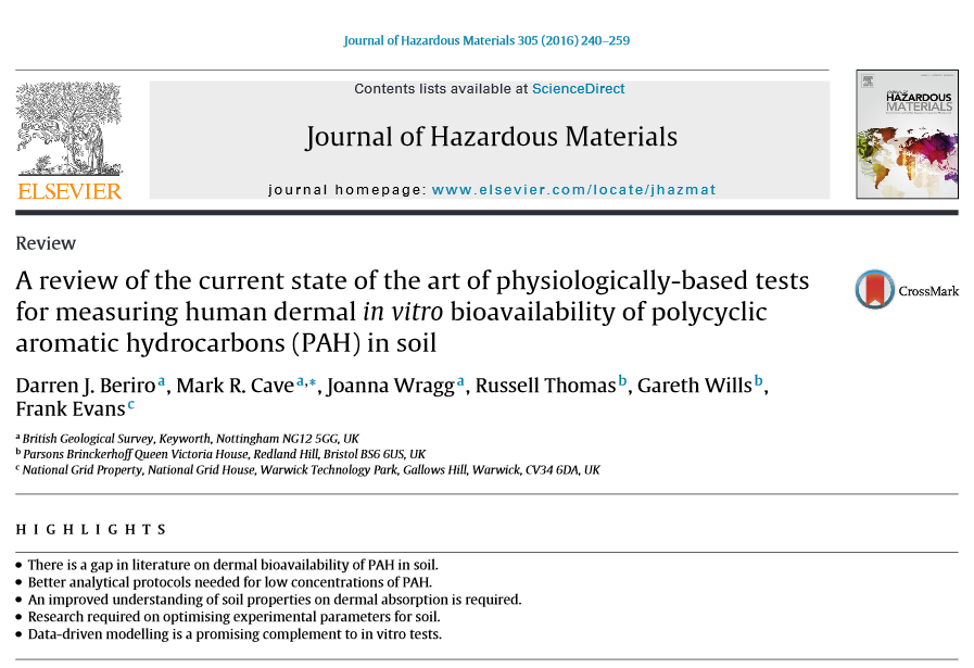 New open access review paper on dermal bioavailability of soil PAH <a href="/BritGeoSurvey/">British Geological Survey</a> science 
goo.gl/dUlRdW