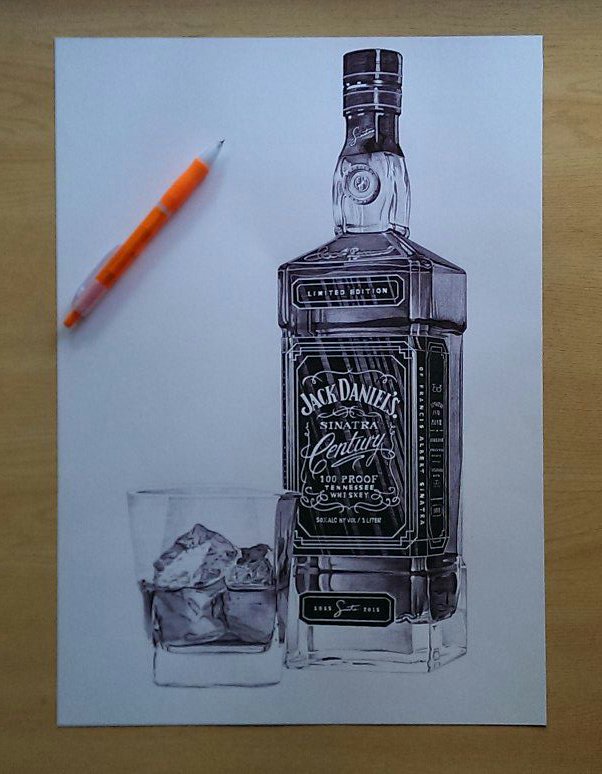 My latest drawing Jack daniels bottle  Çizimler Dövme taslakları Çizim  teknikleri