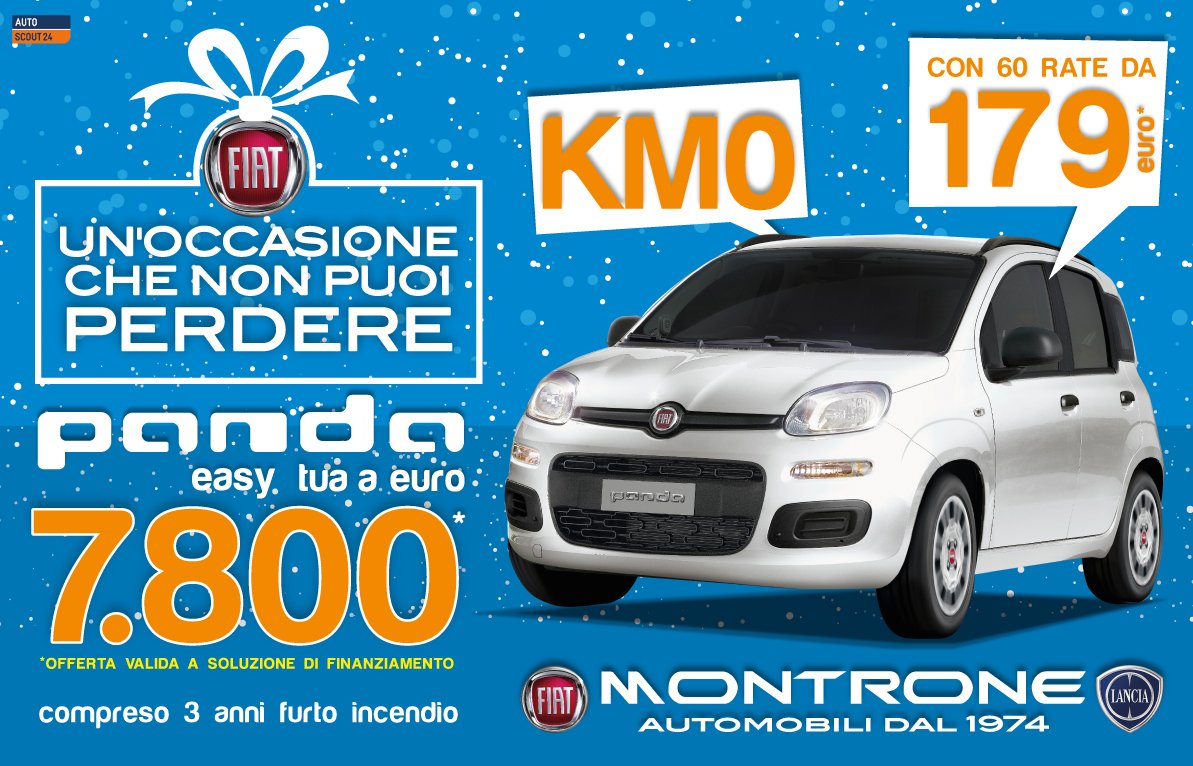 MontroneAuto's tweet image. Fatti un regalo! #Fiat #Panda tua con 60 rata da €179.
Poche auto disponibili #montroneAuto #Taranto #Natale2015