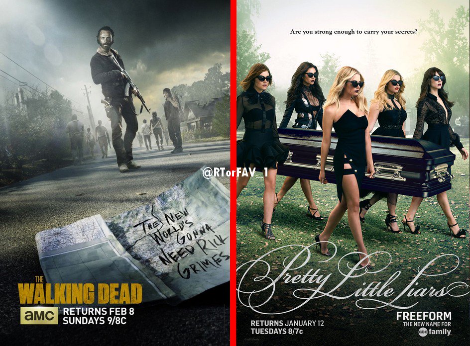 RTorFAV_1's tweet image. REQUESTED 
RT for The Walking Dead 
LIKE for Pretty Little Liars