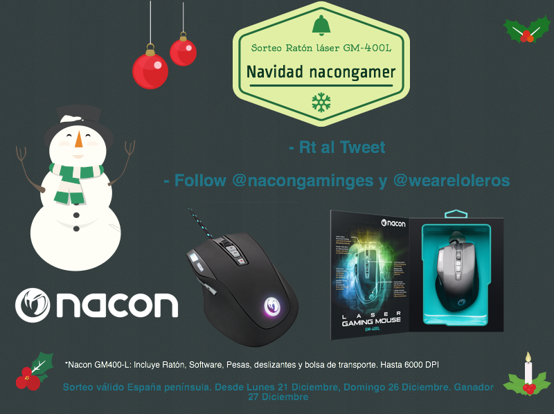 WeAreLoleros's tweet image. ¡SORTEO NAVIDEÑO RATÓN NACON GM400-L!

- Seguir a @WeAreLoleros y @NacongamingES.
- Dar RT al tweet.

¡SUERTE!