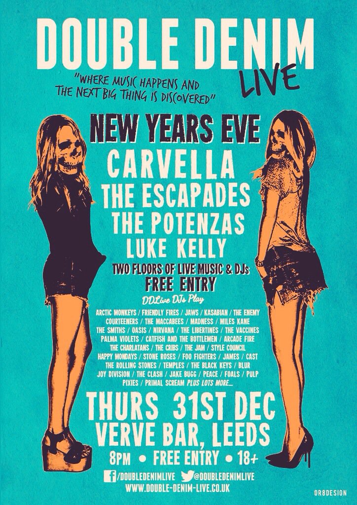 NYE @VerveMariachi @VerveBarLeeds @Carvellamusic @EscapadesThe @ThePotenzas @lukekellymusic LIVE + DJ upstairs