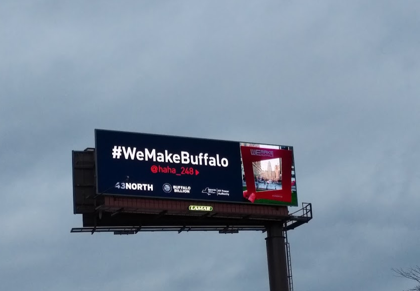 43North_'s tweet photo. A picture of a billboard of a picture. Nice shots, guys! Want to be on a billboard? Then use #WeMakeBuffalo! https://t.co/XwBpWVj0Hl