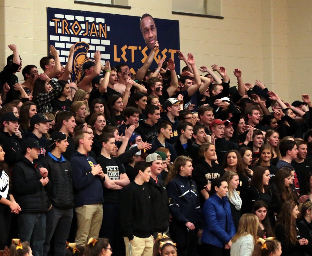 SHSTrojanWall's tweet photo. Boys basketball's first game tonight @ 7 against Northwest. Be there and be rowdy! Let's pack the stands! #WhiteOut https://t.co/oCxuPxtkb8