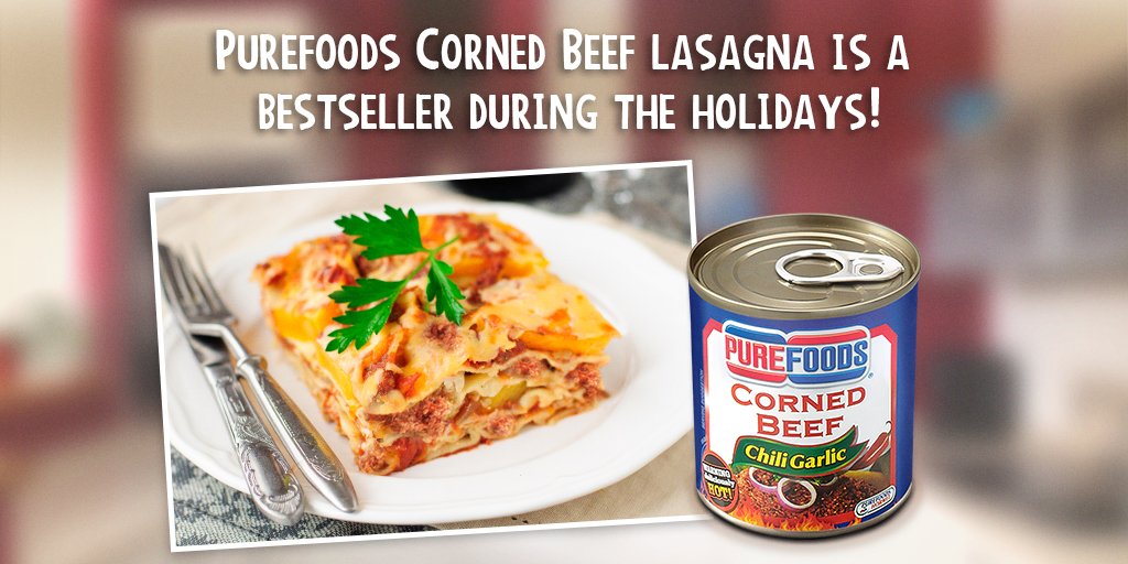 PFCornedBeef's tweet photo. Lasagna is a bestseller during the holidays. Try this Purefoods Corned Beef Lasagna recipe. #iHeartPFCornedBeef https://t.co/1R5Jtdn9yB