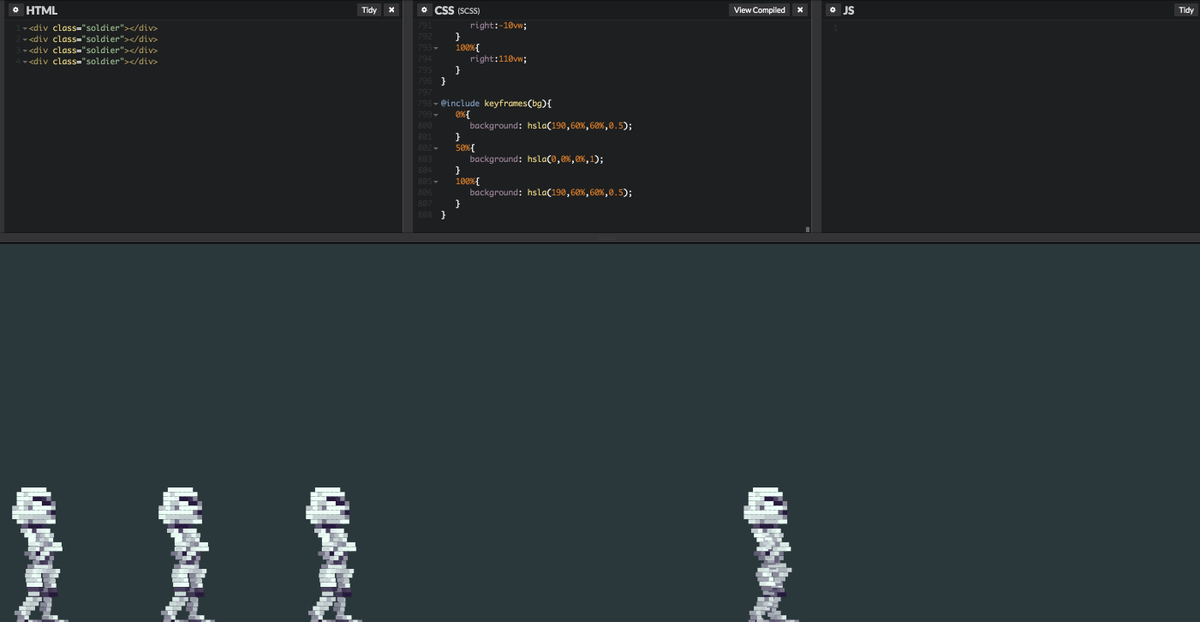 Mybridge's tweet photo. Making of Stormtrooper Moonwalking with pure #CSS. Courtesy of @yusufbkrr #StarWars https://t.co/RCBhT2vdIH https://t.co/jrxjb6RZCy
