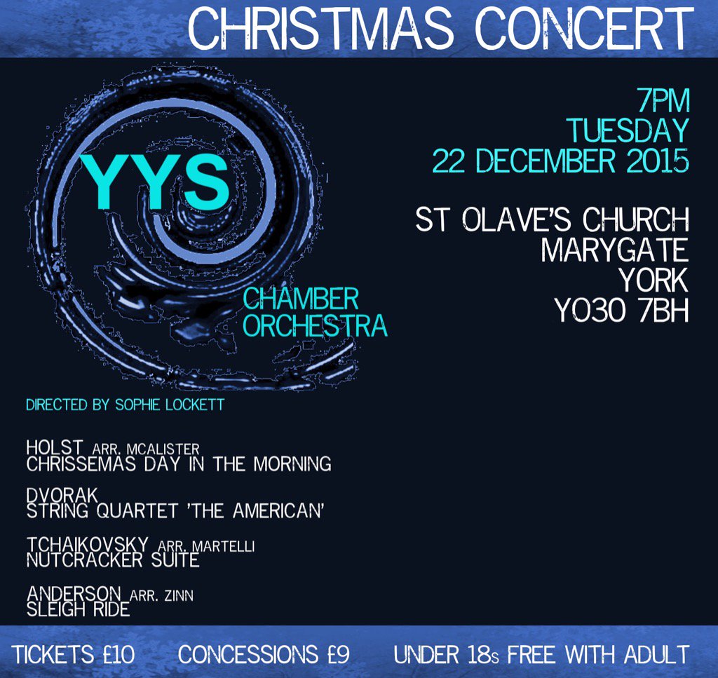 York_YS's tweet photo. Christmas Concert tomorrow evening - 7pm 22 December at St Olave's Church, Marygate, York. https://t.co/m89SknD8VI