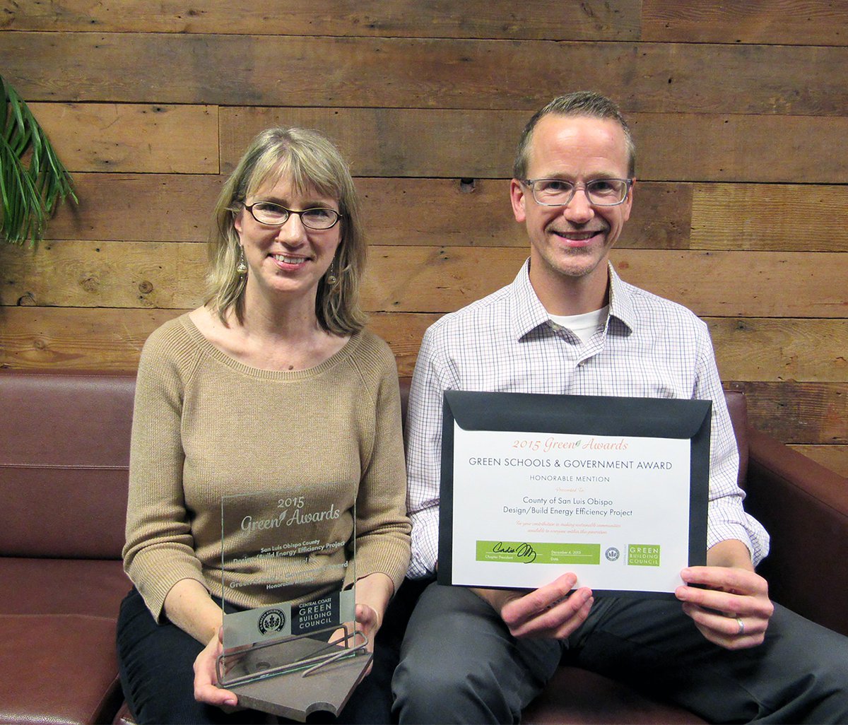 #slocounty received a 2015 Green Award Honorable Mention for Energy Efficiency in Schools & Government #slo #CCGBC