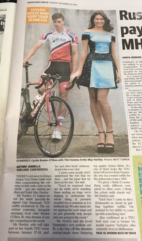 Great article on TDU fashion in the Advertiser today featuring <a href="/BradenOShea/">Braden O'Shea</a> #notjustbikeriders