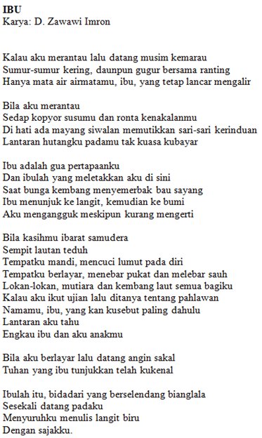 puisi ibu d zawawi imron puisi ibu d zawawi imron