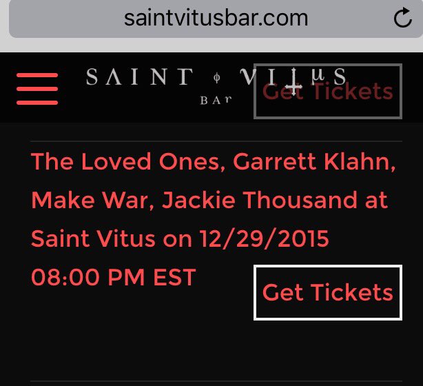 There are a few tix left for our show with The Loved Ones, Make War and Garrett from <a href="/TXisthereason/">Texas is the Reason</a> <a href="/saintvitusbar/">Saint Vitus</a>